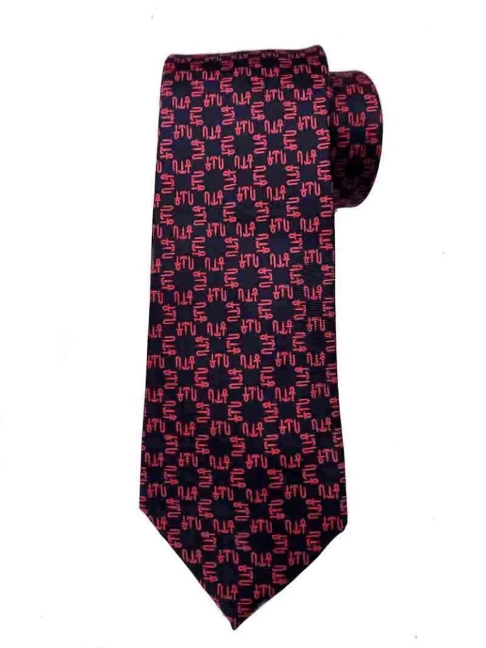 British Museum English Silk Tie Egyptian Hieroglyphs Ankh Red Blue Men's